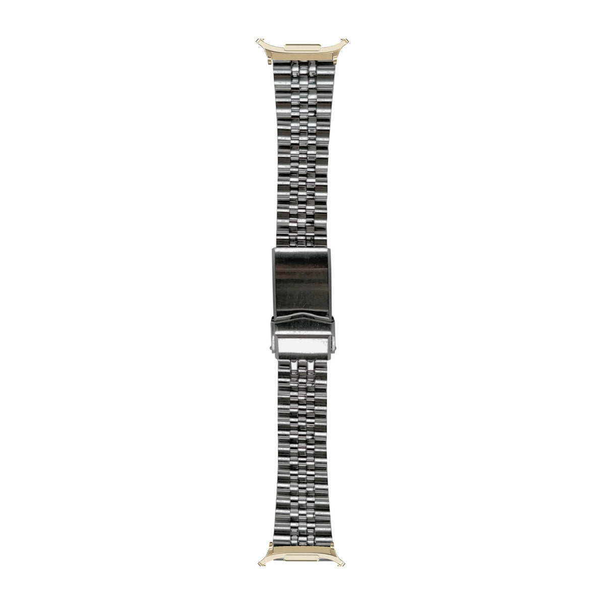 [Galaxy Watch 8-9/Ultra] Angus-J Louis Steel Bracelet with V-Clasp 22mm with Champagne Gold adapters attached, flat lay