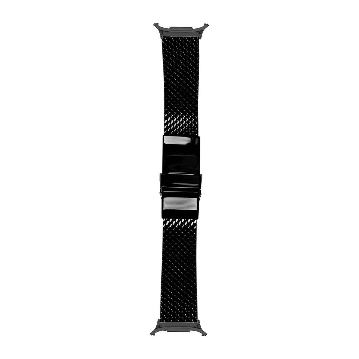 [Galaxy Watch 8-9/Ultra] Milanese strap 22mm 2785 - Black with Black adapters attached, flat lay
