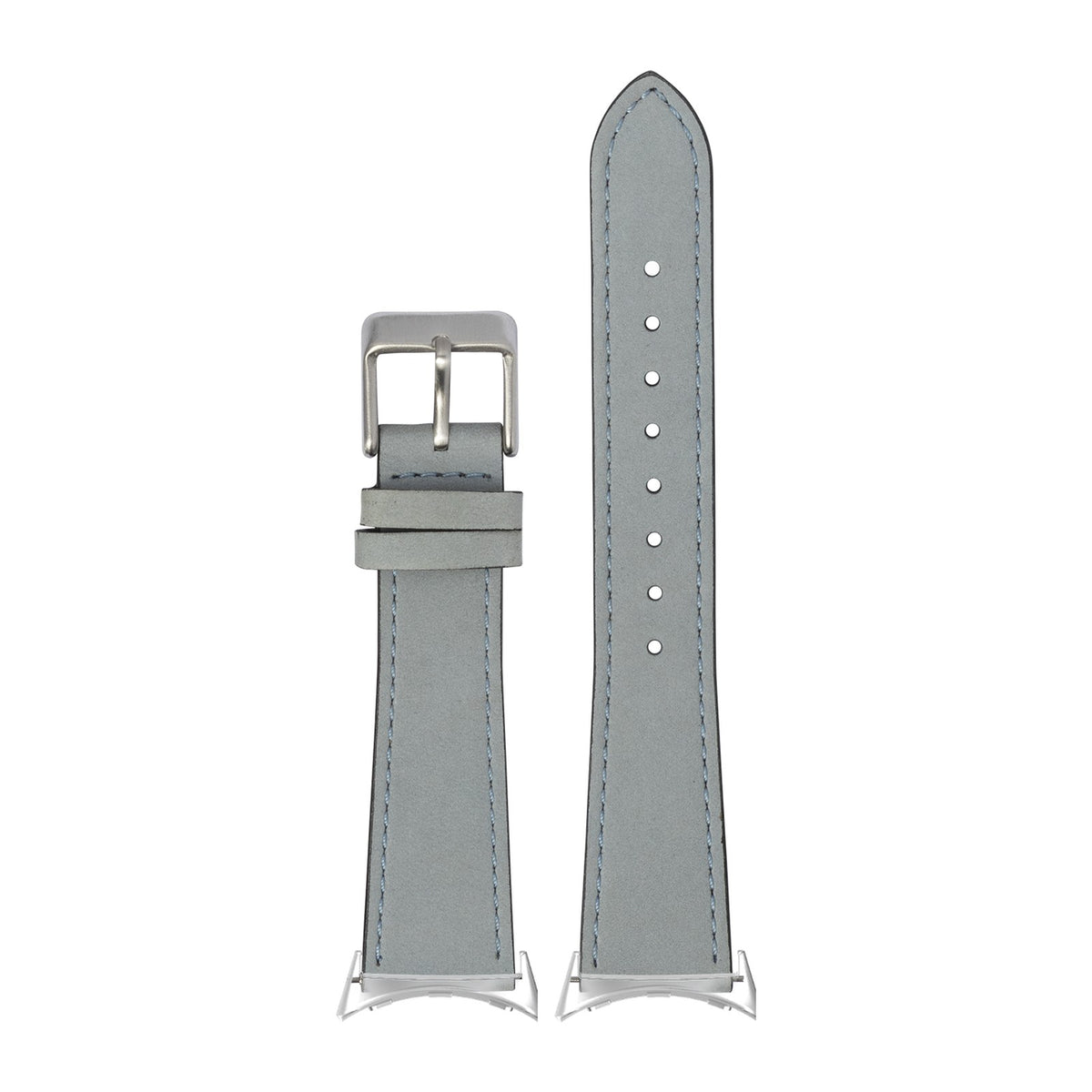 Nubuck Leather - Sky Blue Silver with Google Pixel Spring Bar Adapters - Wear Any 20mm Strap! for Pixel Watch 1-5 41mm