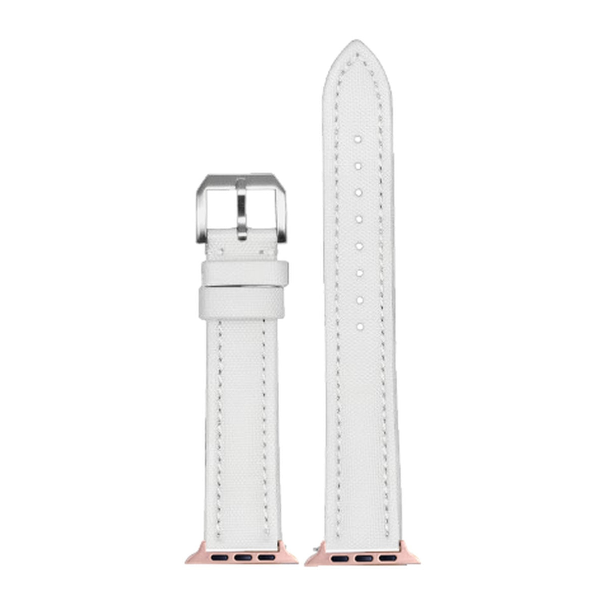 King Sailcloth - White Small / Medium Rose Gold with Connecters - Spring Bar Type for Apple Watch
