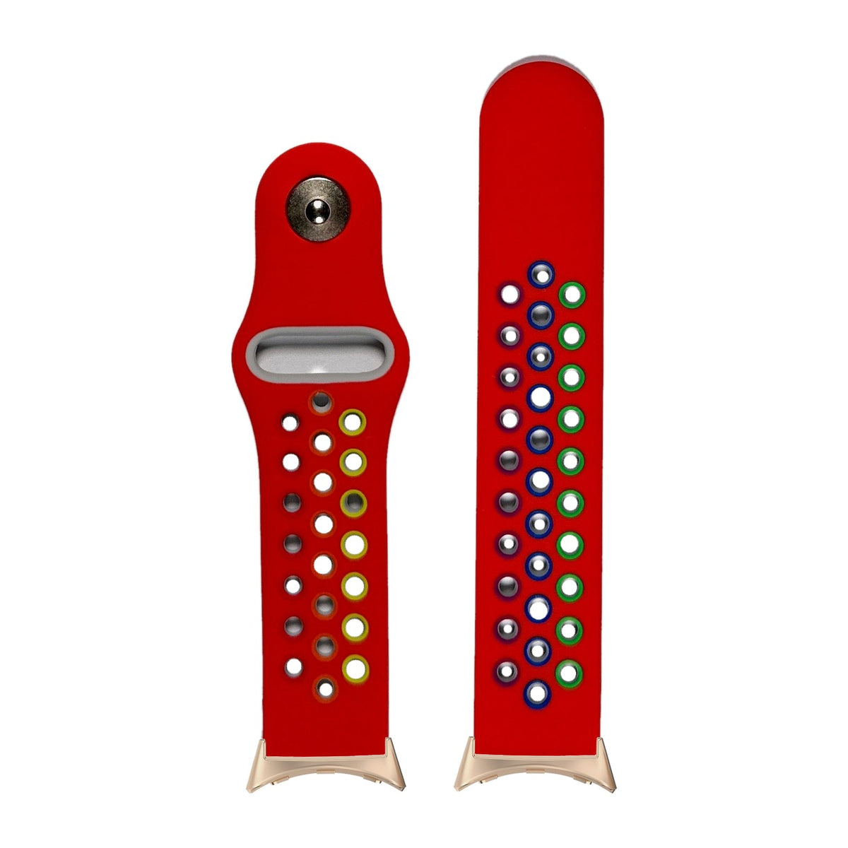 Rainbow Sports Silicone Red Rose Gold with Google Pixel Spring Bar Adapters - Wear Any 20mm Strap! for Pixel Watch 1-5 41mm