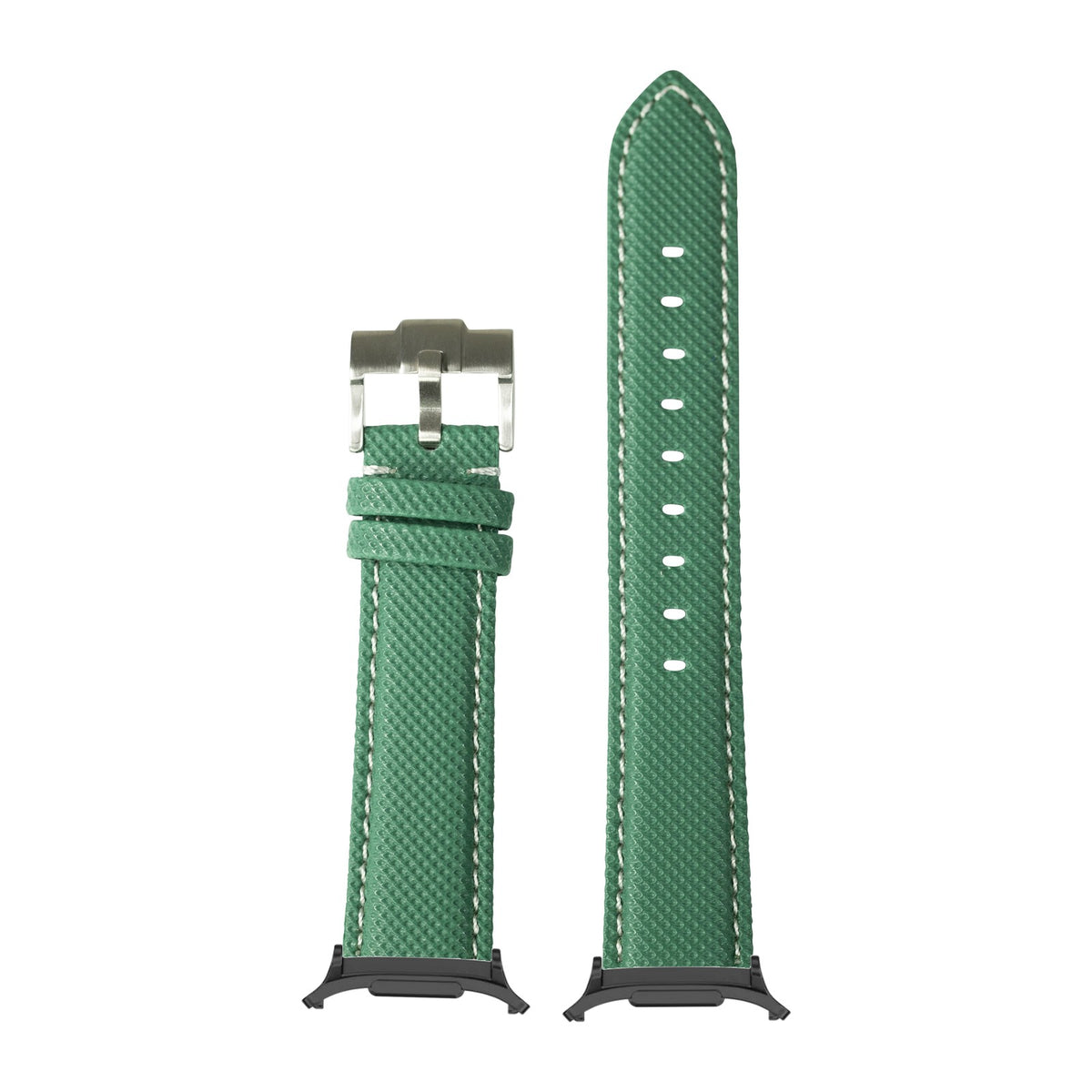 Sailcloth - Emerald Green | White Stitching for the Galaxy Watch 8, 9 and Ultra with adapter fitted