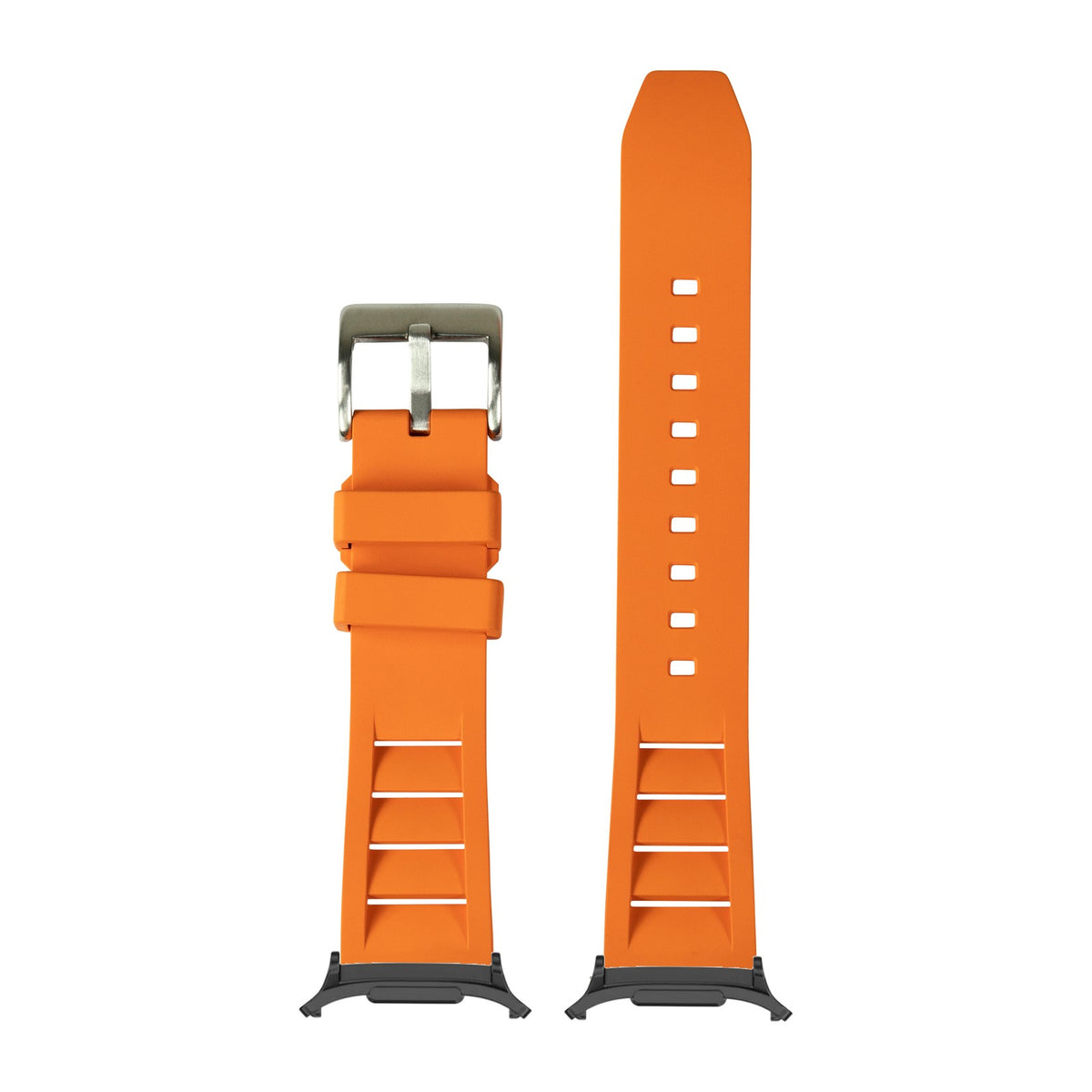 Shark Fin FKM Rubber - Orange for the Galaxy Watch 8, 9 and Ultra with adapter fitted
