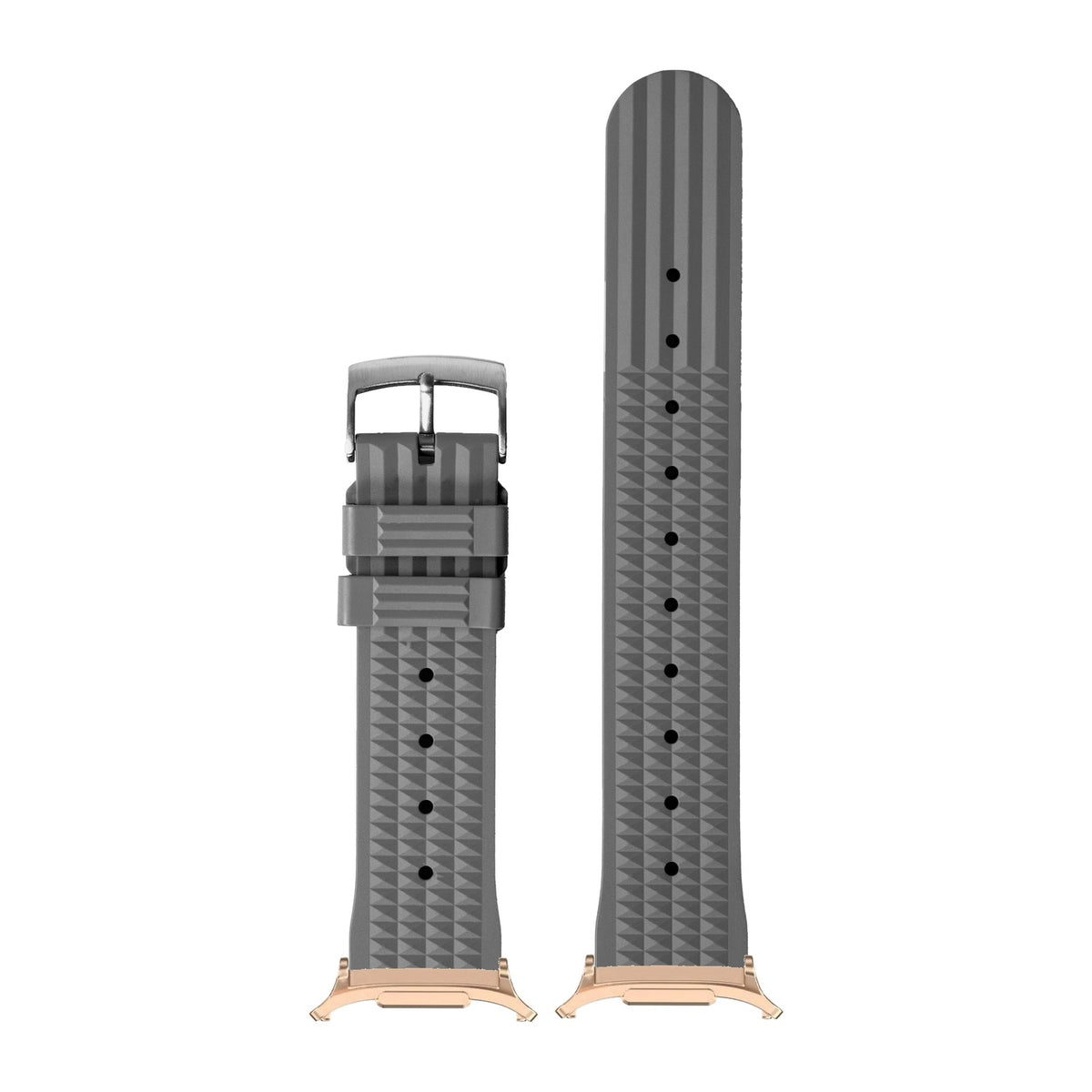 King Waffle FKM Rubber - Grey Rose Gold with Strap Adapter for Galaxy Watch 8-9/Ultra