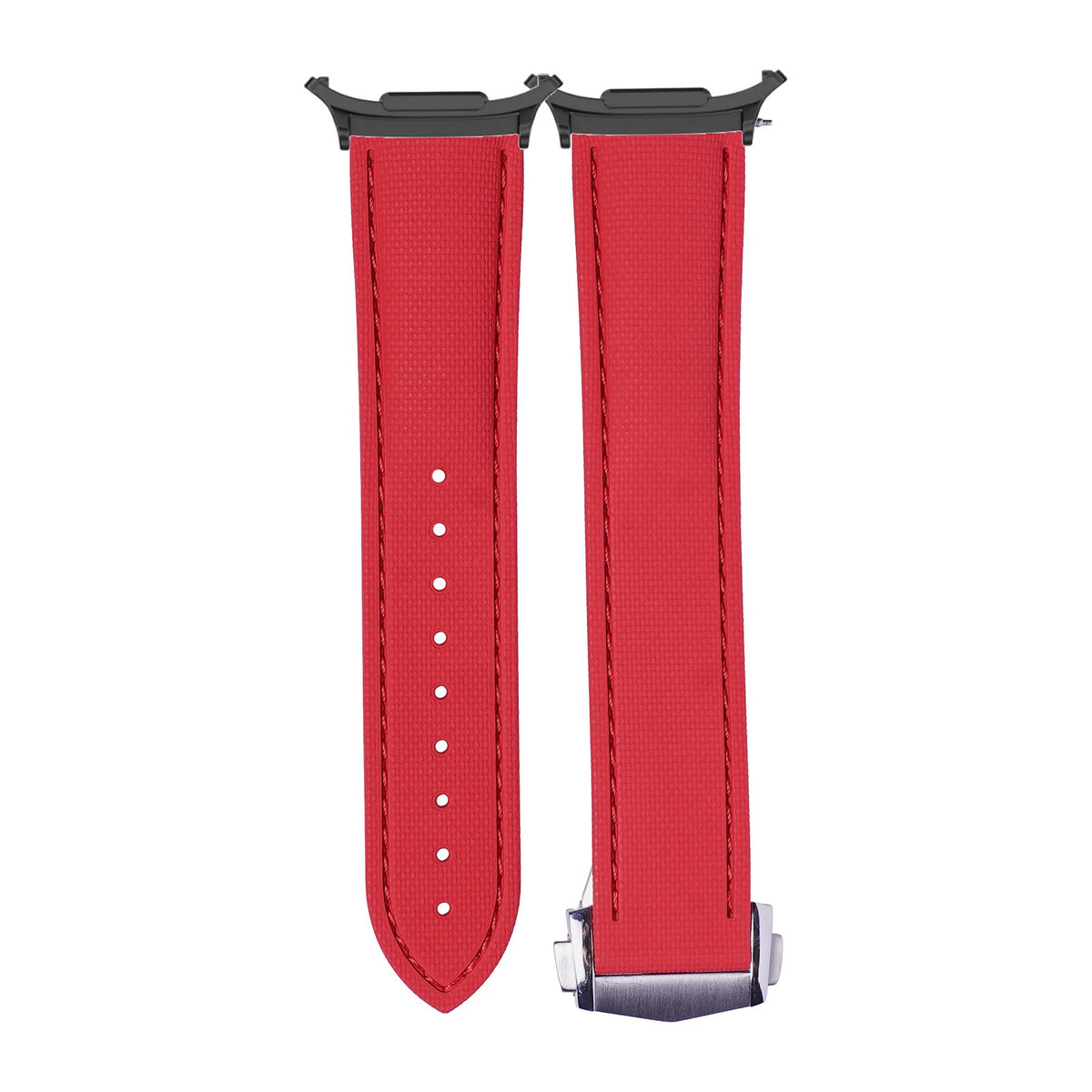 Textured FKM Rubber Red Black with Strap Adapter for Galaxy Watch 8-9/Ultra