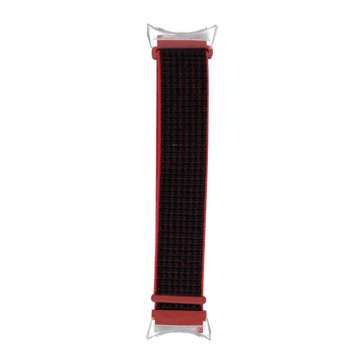 Sports Loop (Velcro) Red/Black Silver with Google Pixel Spring Bar Adapters - Wear Any 20mm Strap! for Pixel Watch 1-5 41mm