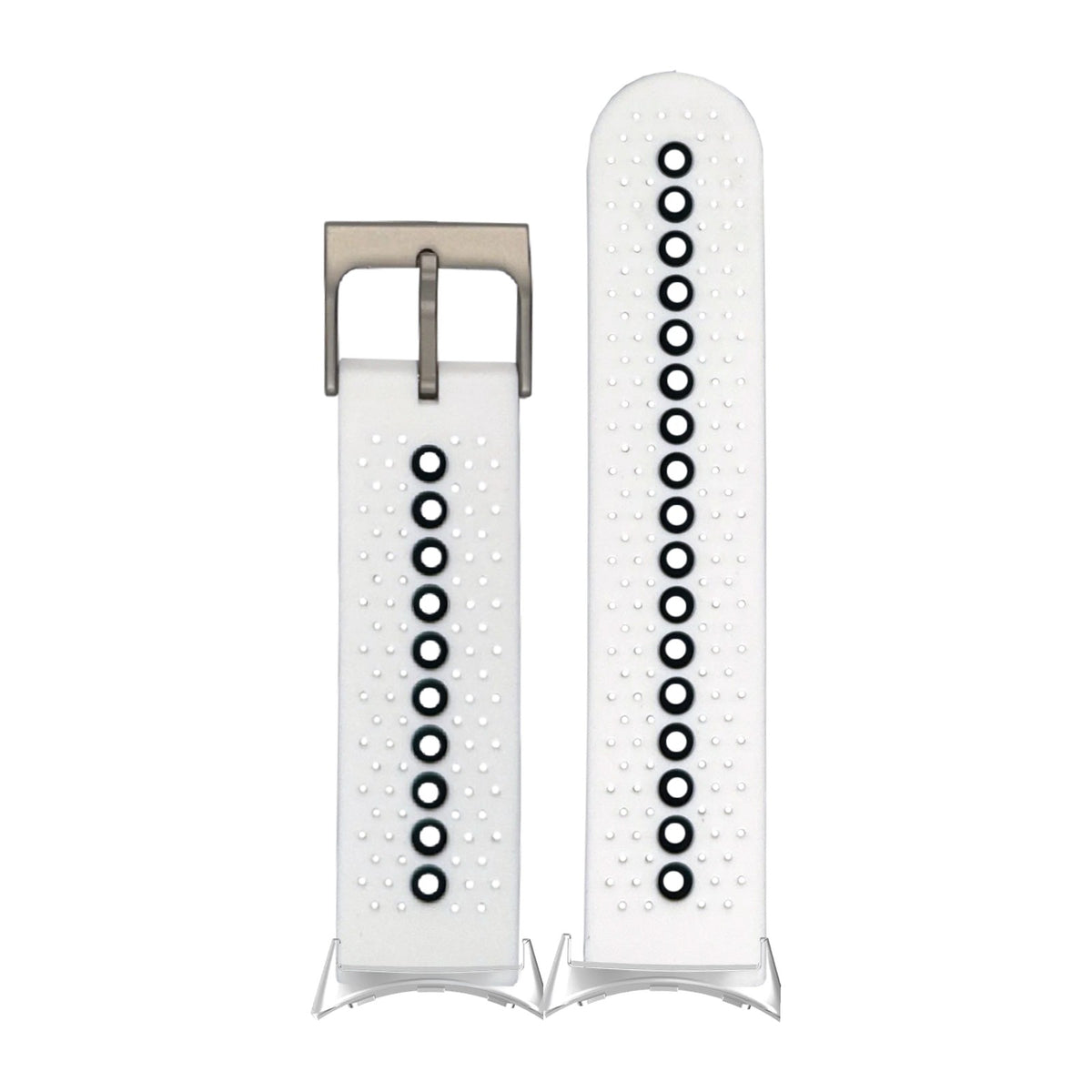 Flexi Sports Silicone 2 White Silver with Google Pixel Spring Bar Adapters - Wear Any 20mm Strap! for Pixel Watch 3-5 45mm