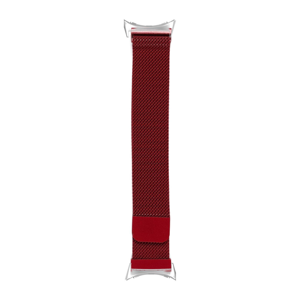 Milanese - Red Silver with Google Pixel Spring Bar Adapters - Wear Any 20mm Strap! for Pixel Watch 1-5 41mm