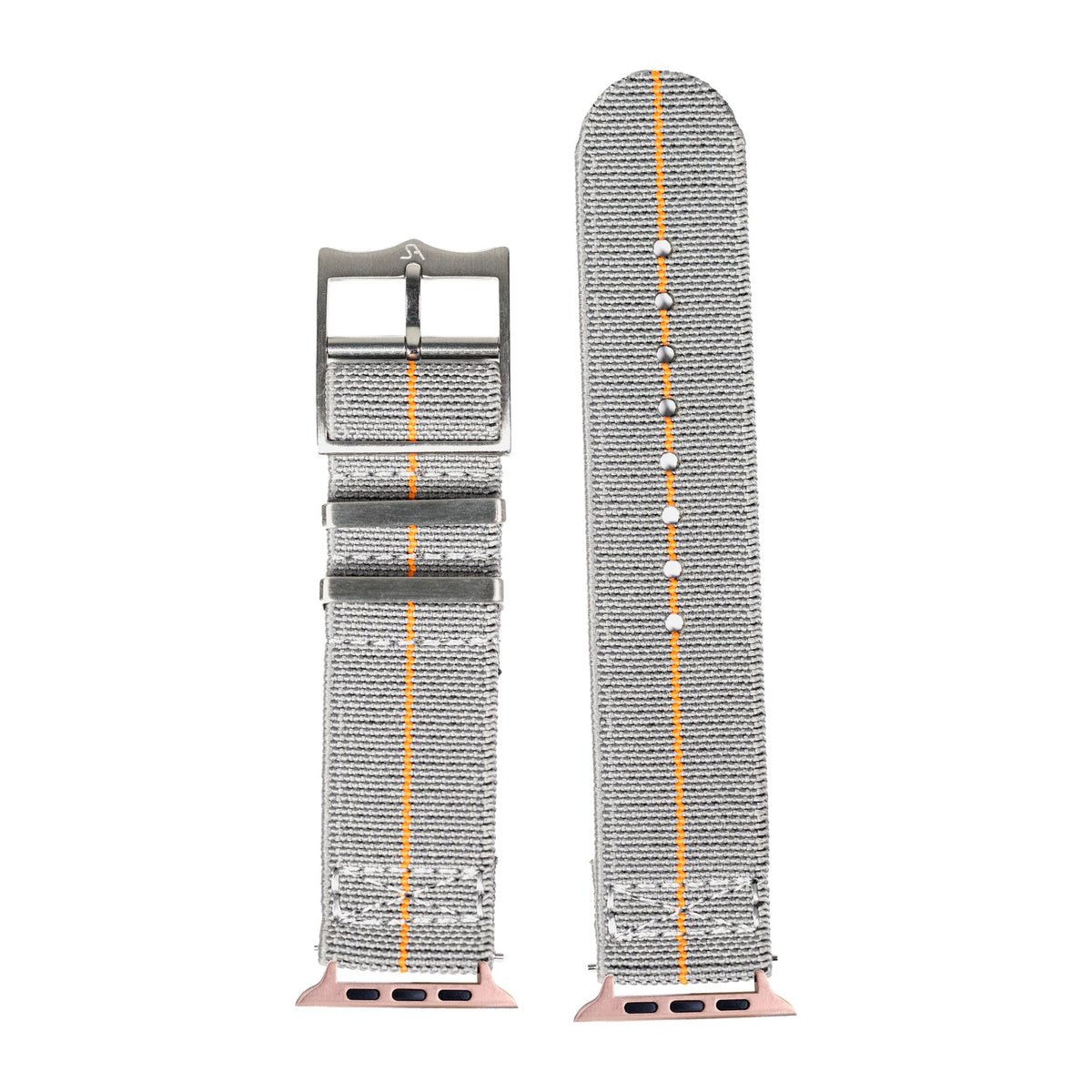 ElastoFlex - Grey/Orange Rose Gold with Connecters - Spring Bar Type for Apple Watch