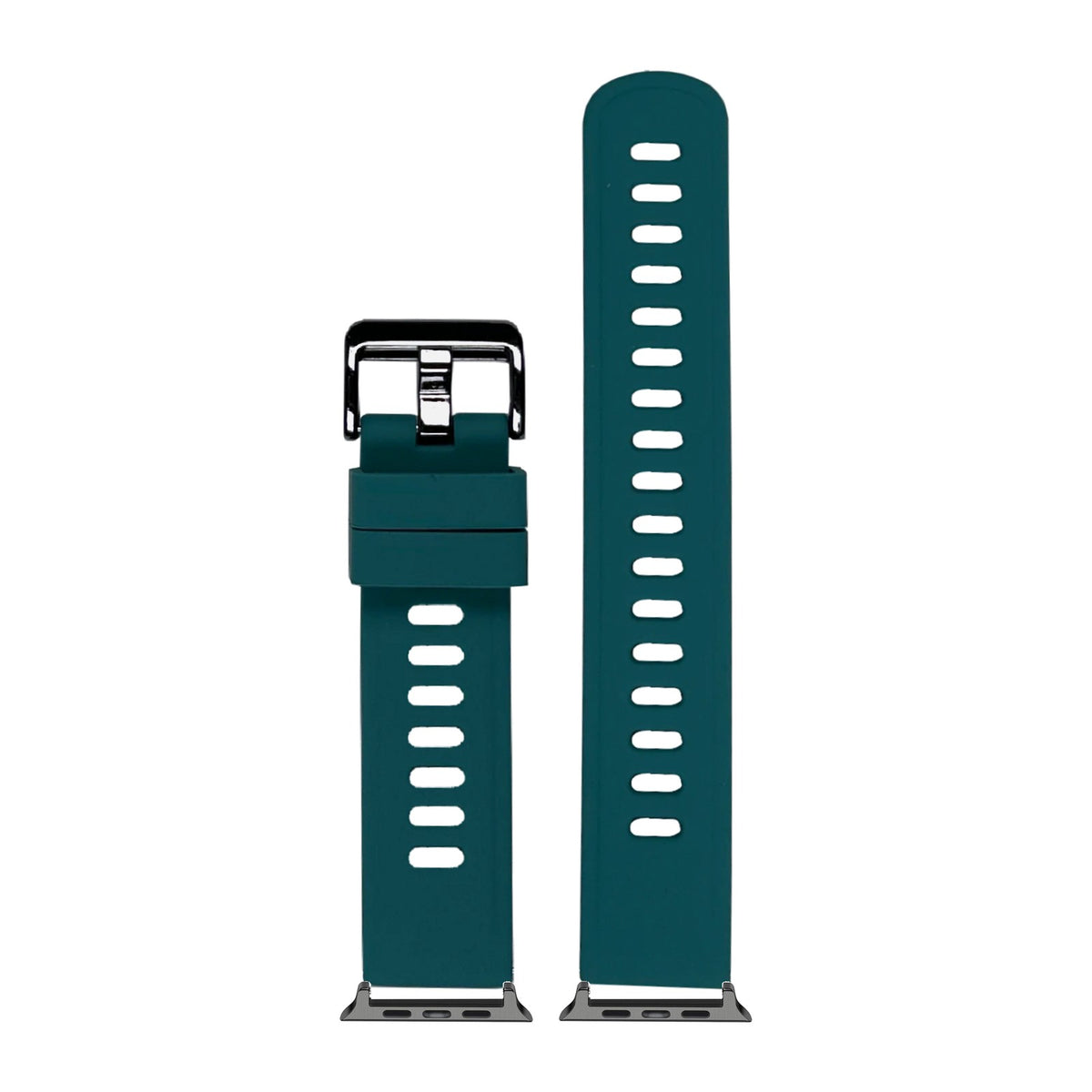 Flexi Silicone 3 Turquoise Green Black with Black Hardware with Connecters - Spring Bar Type for Apple Watch