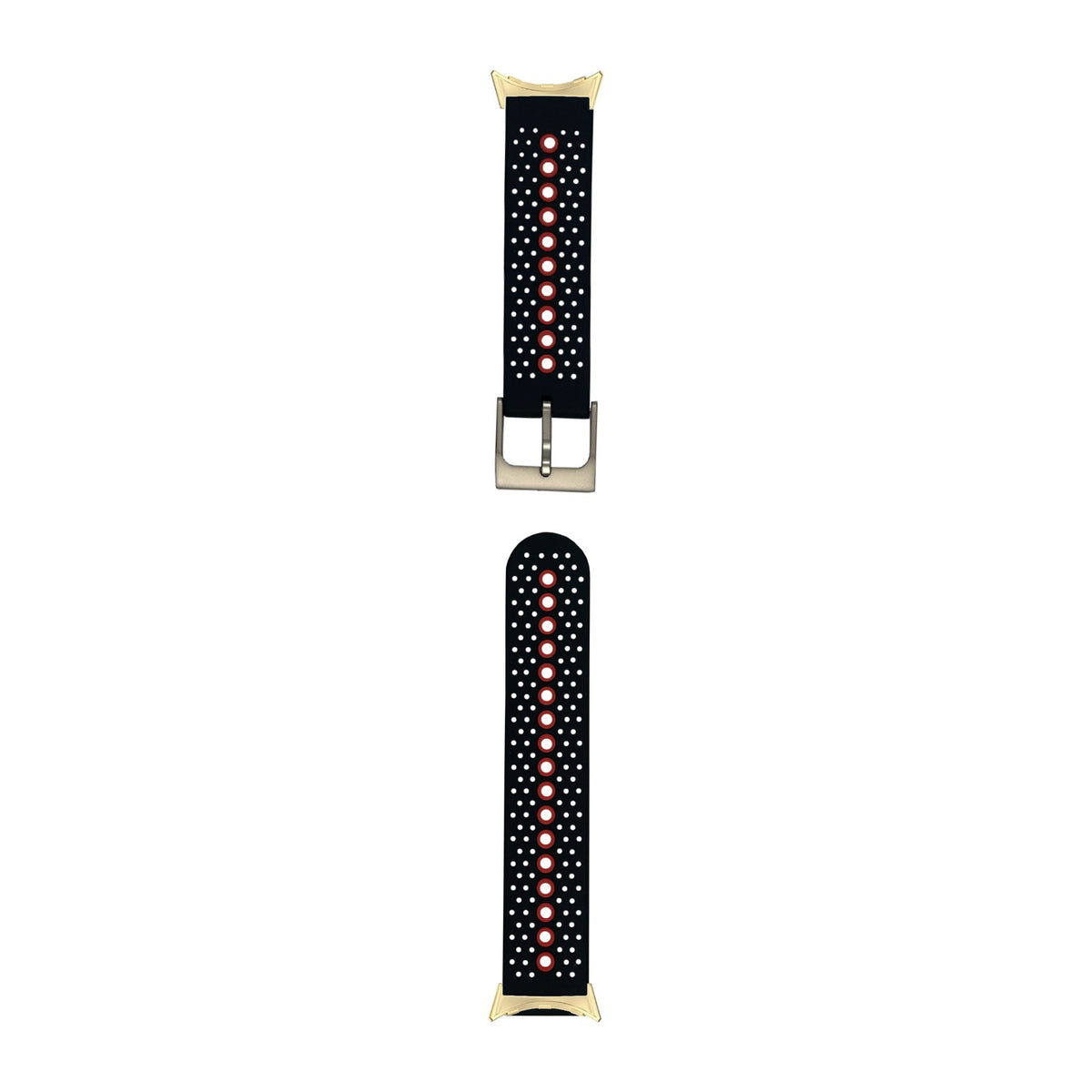 Flexi Sports Silicone 2 Black/Red Gold with Google Pixel Spring Bar Adapters - Wear Any 20mm Strap! for Pixel Watch 3-5 45mm