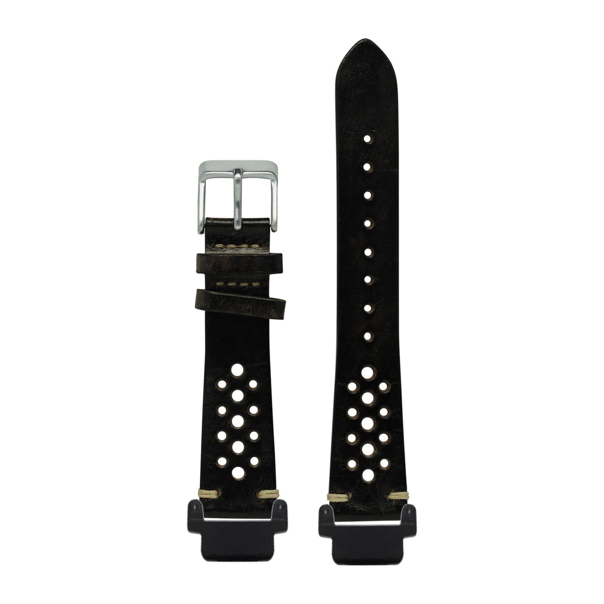 Vintage Rally Leather - Smoked Black Black with Garmin Forerunner 220/ 230/ 235/ 620/ 630/ 735XT Strap Adapters for Garmin Forerunner 220/ 230/ 235/ 620/ 630/ 735XT