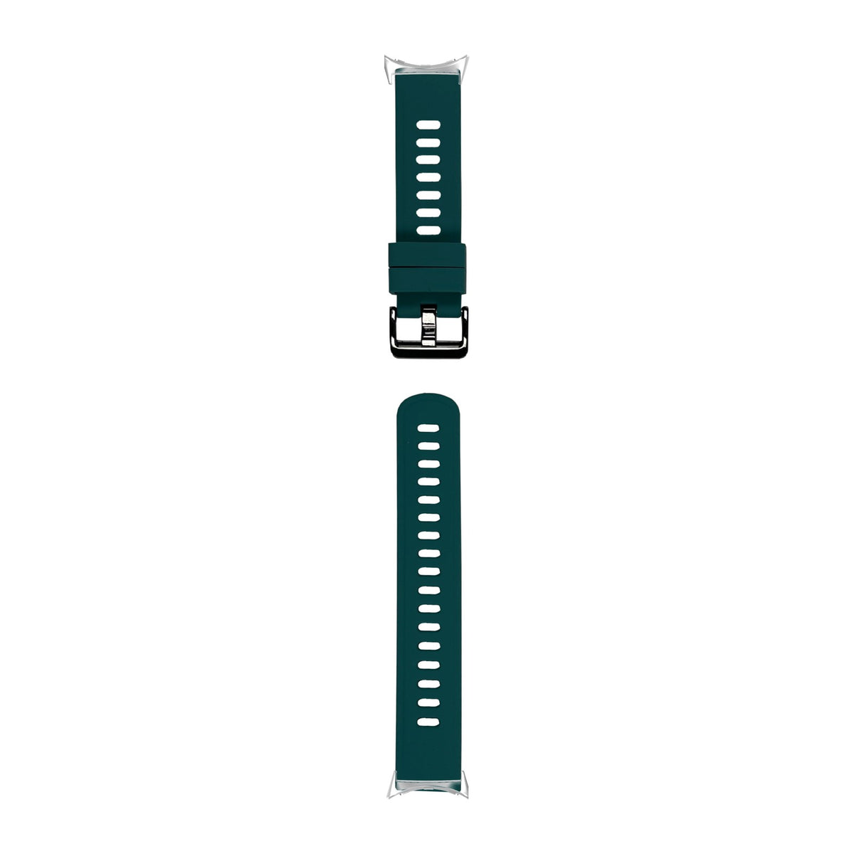 Flexi Silicone 3 Turquoise Green Silver with Black Hardware with Google Pixel Spring Bar Adapters - Wear Any 20mm Strap! for Pixel Watch 3-5 45mm