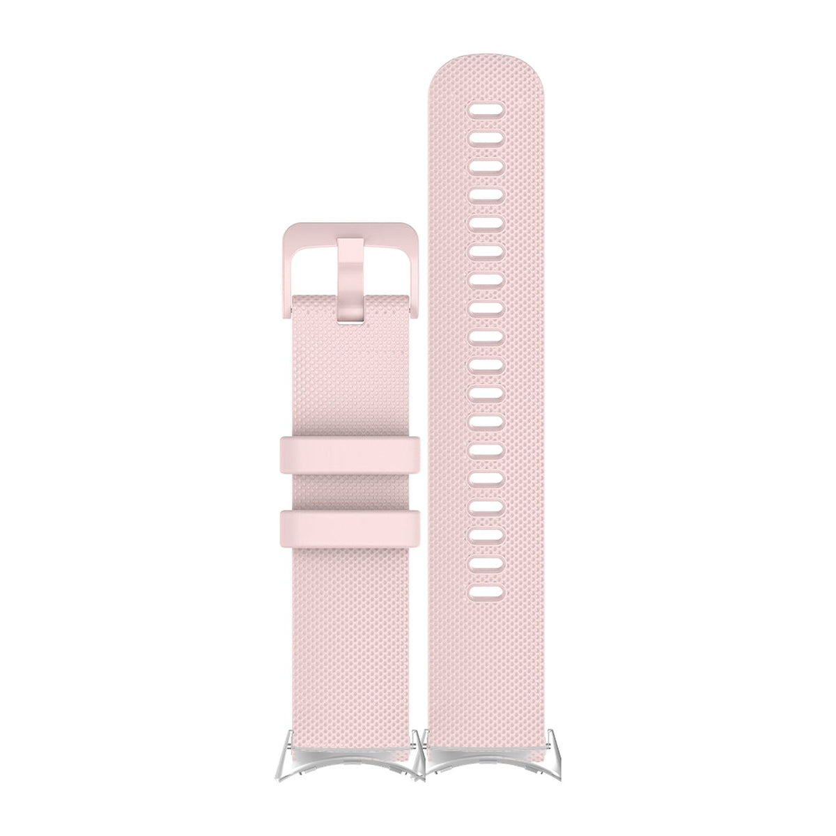 Classic Silicone Pink Matching Silver with Google Pixel Spring Bar Adapters - Wear Any 20mm Strap! for Pixel Watch 1-5 41mm