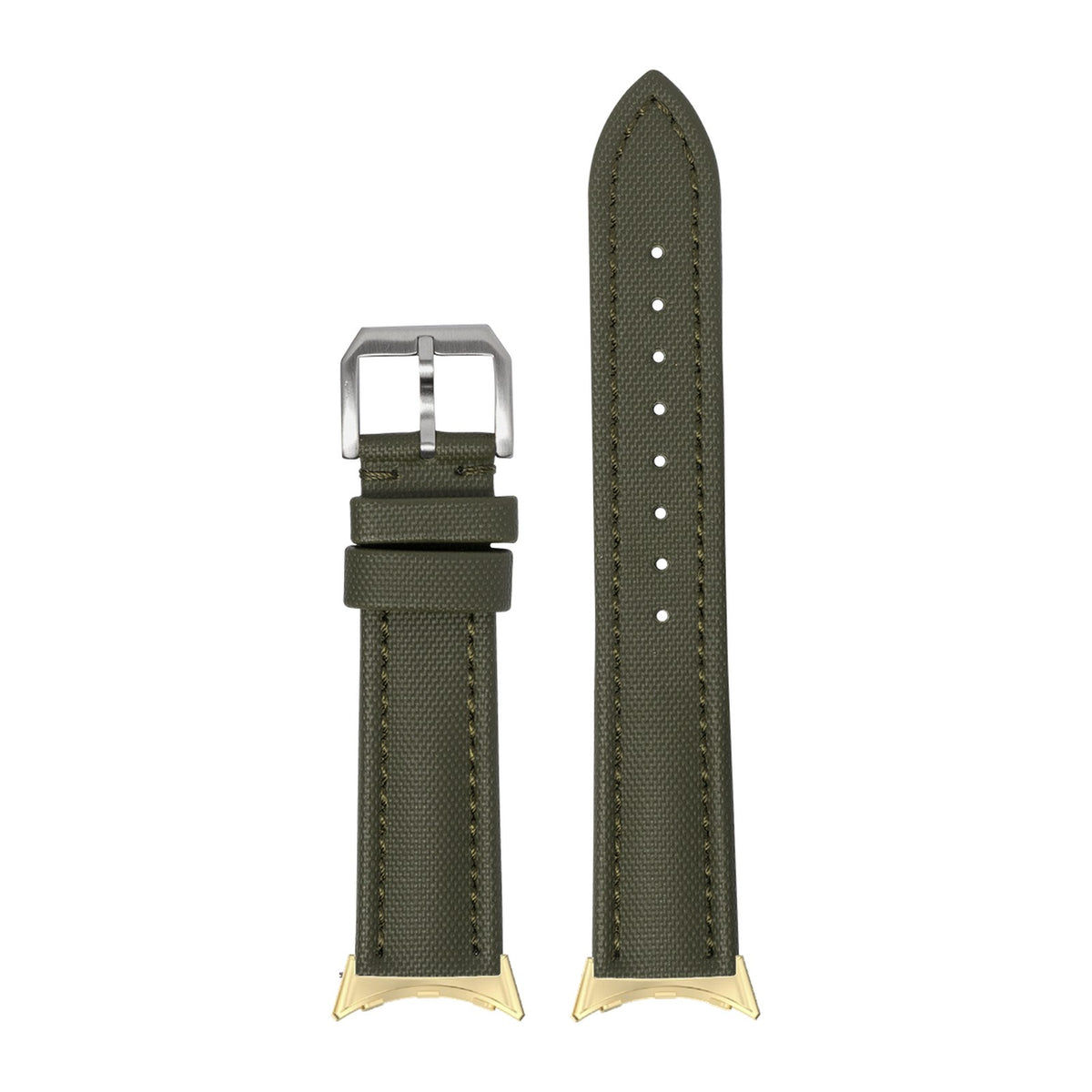 King Sailcloth - Army Green Small / Medium Matching Gold with Google Pixel Spring Bar Adapters - Wear Any 20mm Strap! for Pixel Watch 1-5 41mm