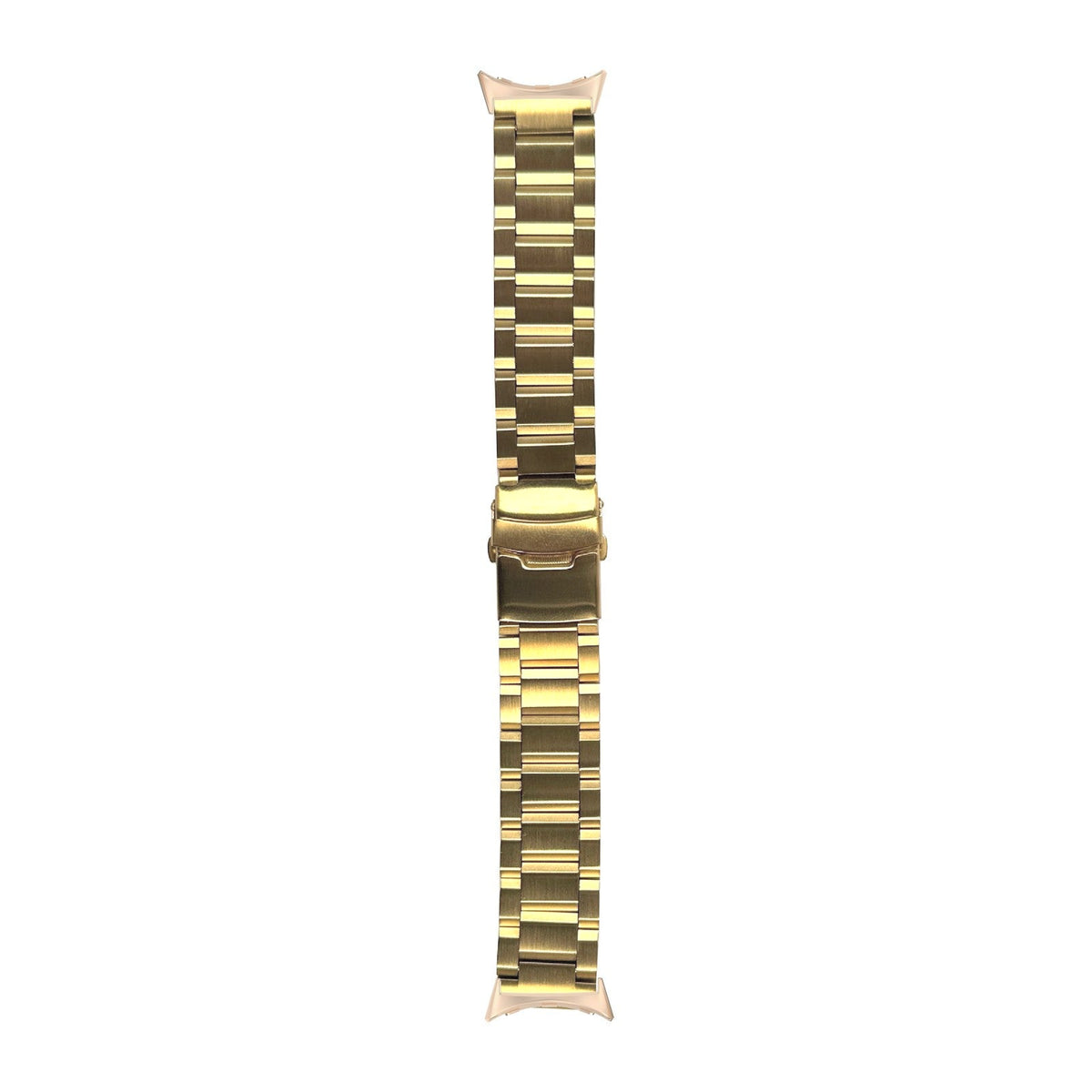 Steel Bracelet - Hex Link Gold Rose Gold with Safety Deployant Clasp with Google Pixel Spring Bar Adapters - Wear Any 20mm Strap! for Pixel Watch 1-5 41mm