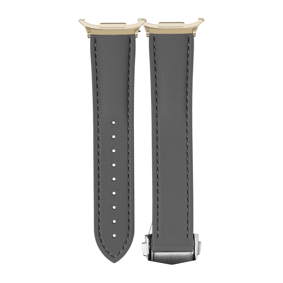 Textured FKM Rubber Grey Gold with Strap Adapter for Galaxy Watch 8-9/Ultra