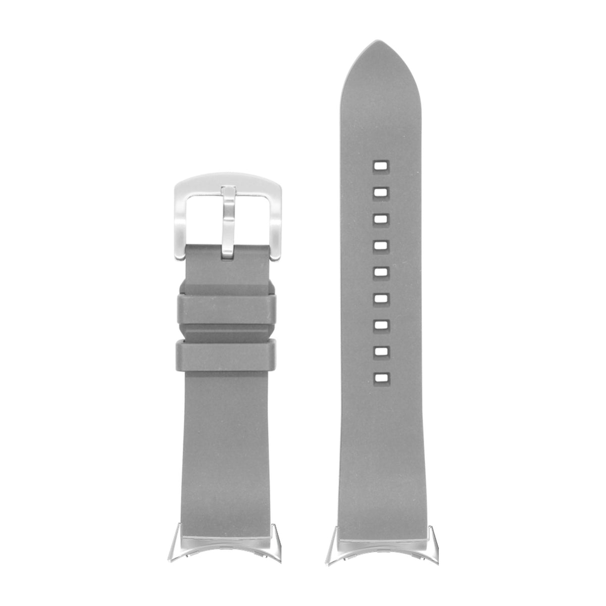 Prairie FKM Rubber - Grey Silver with Google Pixel Spring Bar Adapters - Wear Any 20mm Strap! for Pixel Watch 3-5 45mm