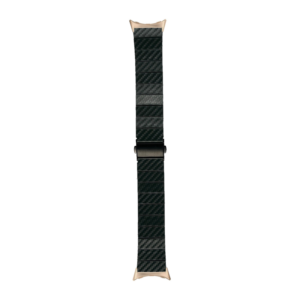 Carbon Fibre Bracelet - Green Rose Gold with Google Pixel Spring Bar Adapters - Wear Any 20mm Strap! for Pixel Watch 3-5 45mm