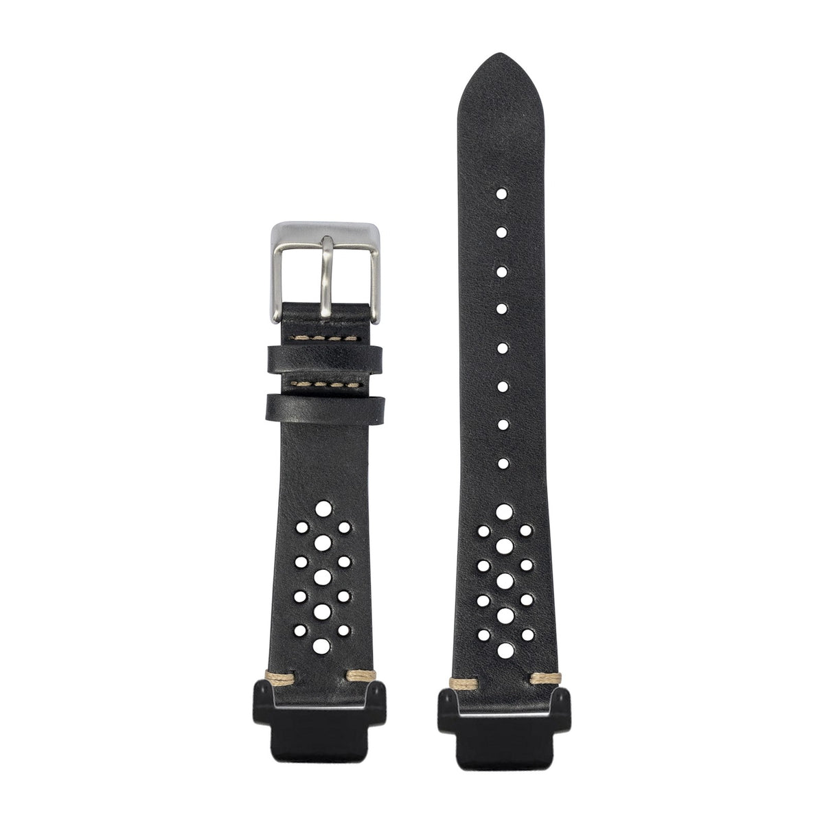 Vintage Rally Leather - Black Black with Garmin Forerunner 220/ 230/ 235/ 620/ 630/ 735XT Strap Adapters for Garmin Forerunner 220/ 230/ 235/ 620/ 630/ 735XT