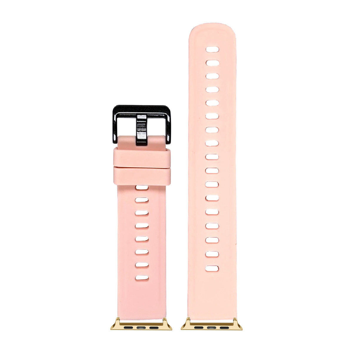 Flexi Silicone 3 Pink Gold with Black Hardware with Connecters - Spring Bar Type for Apple Watch
