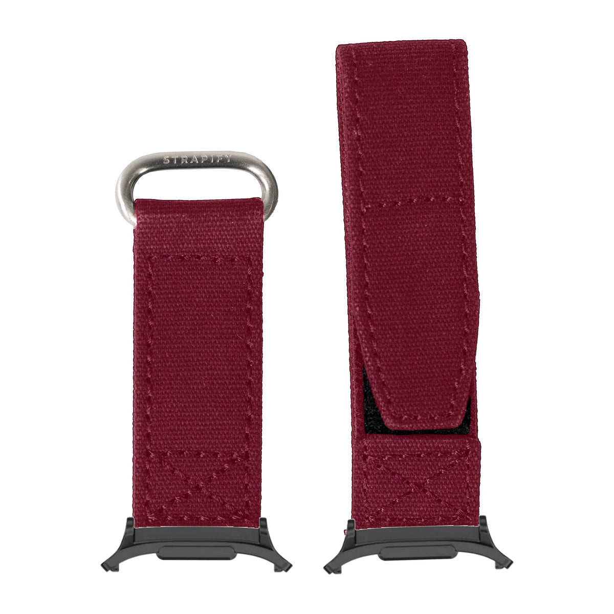 Military Velcro - Wine Red for the Galaxy Watch 8, 9 and Ultra with adapter fitted