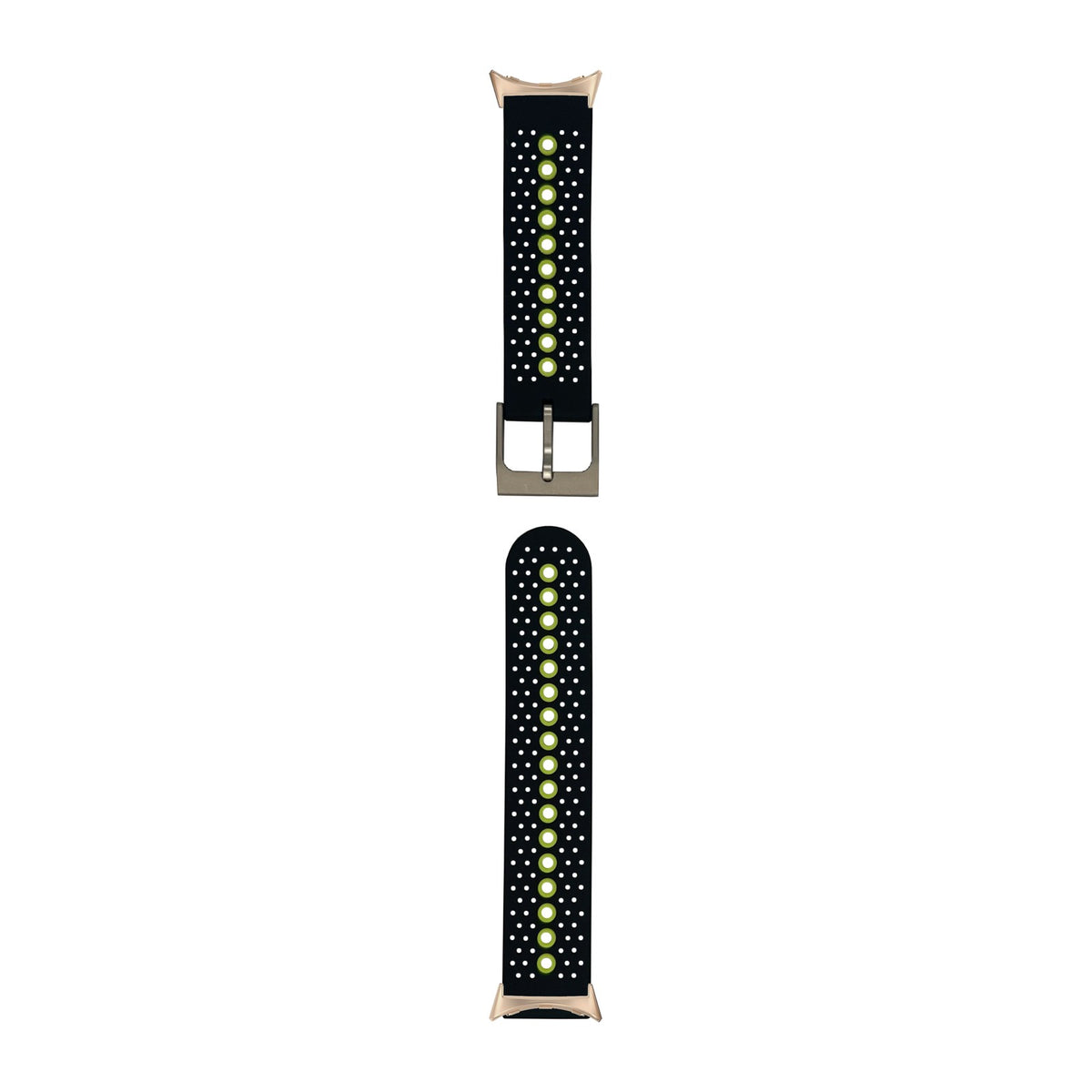 Flexi Sports Silicone 2 Black/Green Rose Gold with Google Pixel Spring Bar Adapters - Wear Any 20mm Strap! for Pixel Watch 1-5 41mm
