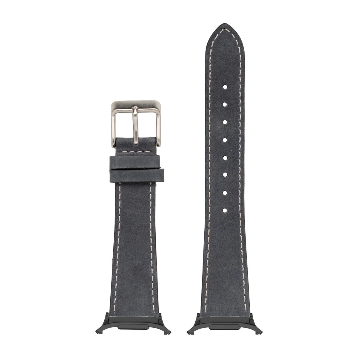 Nubuck Leather - Slate Grey | White Stitching for the Galaxy Watch 8, 9 and Ultra with adapter fitted