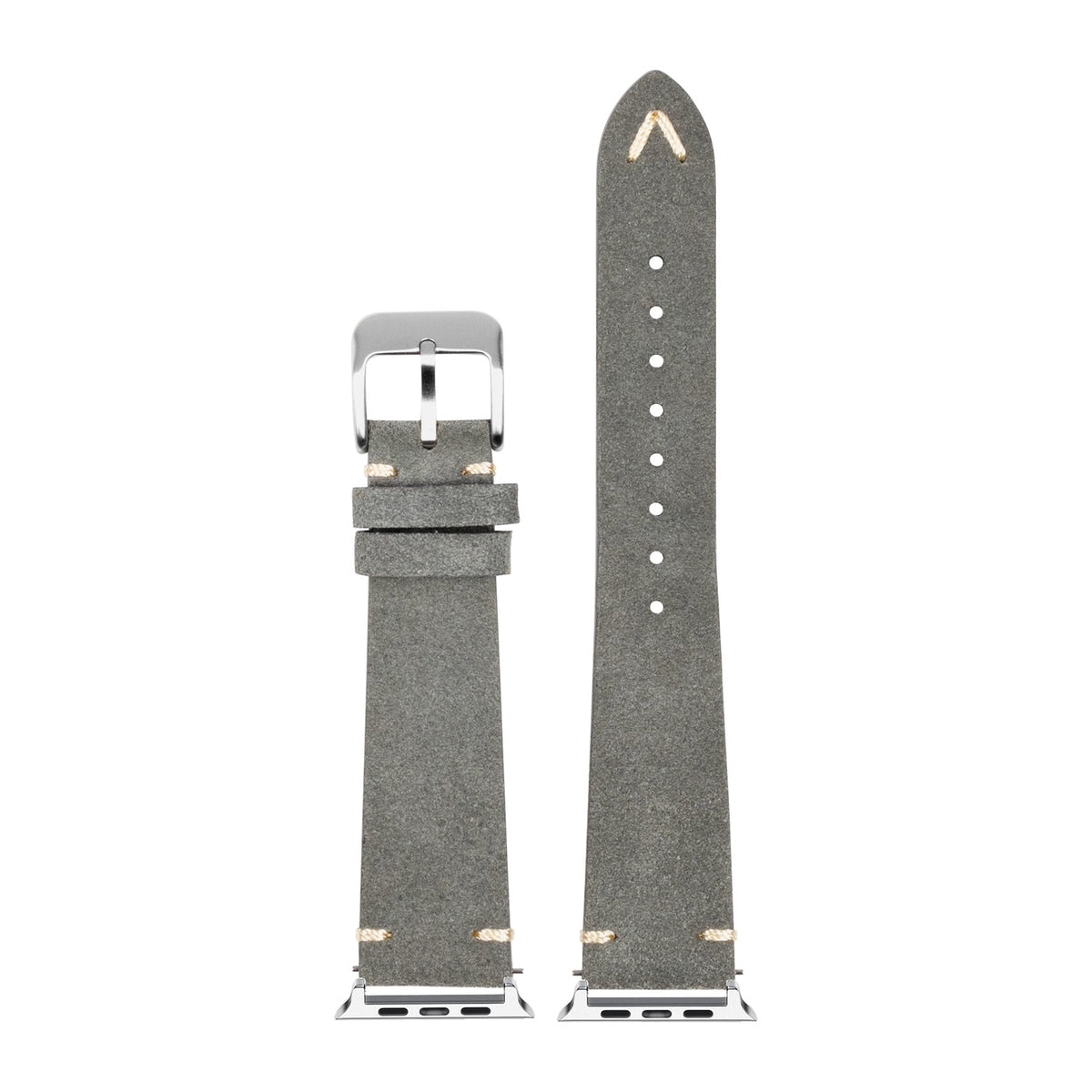 Suede Leather Grey Starlight with Connecters - Spring Bar Type for Apple Watch