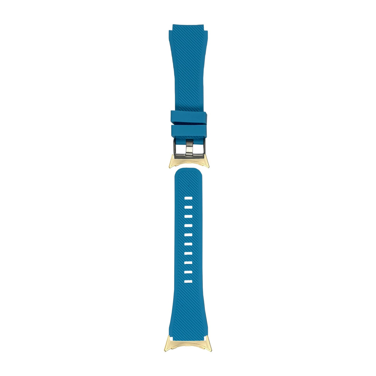 Flexi Silicone Sky Blue Gold with Google Pixel Spring Bar Adapters - Wear Any 20mm Strap! for Pixel Watch 3-5 45mm