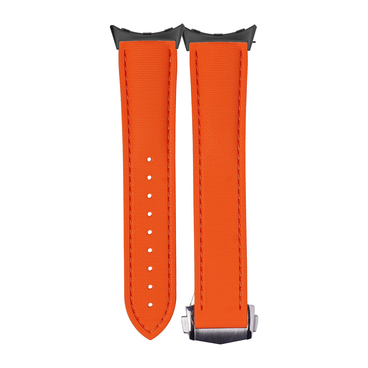 Textured FKM Rubber Orange with Google Pixel Spring Bar Adapters - Wear Any 20mm Strap! for Pixel Watch 1-5 41mm