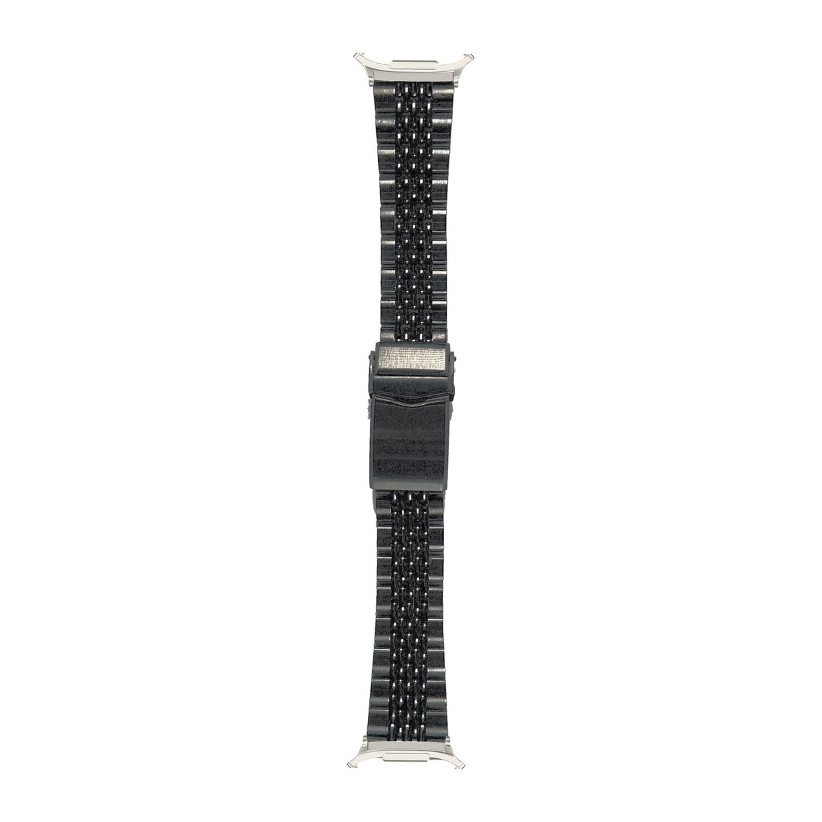 Black Goma BOR Steel Bracelet Champagne Gold with V-Clasp DLC Coated with Strap Adapter for Galaxy Watch 8-9/Ultra