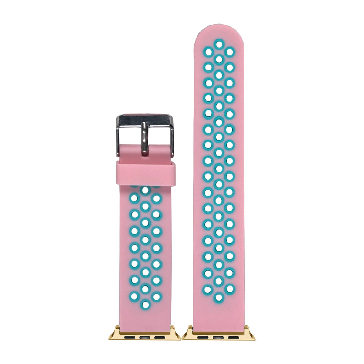 Flexi Sports Silicone Pink/Teal Gold with Connecters - Spring Bar Type for Apple Watch
