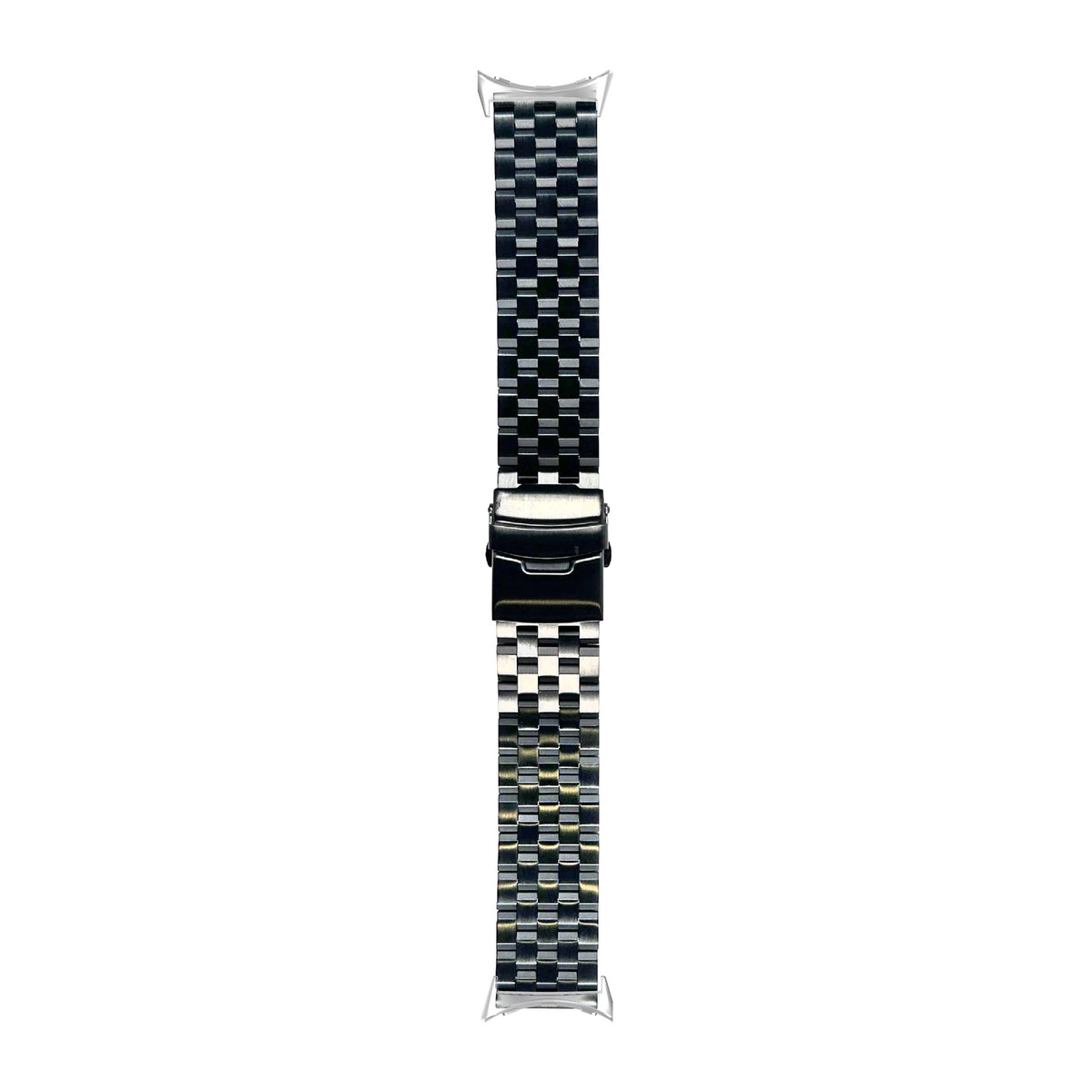 Engineer Bracelet - Folding Deployant Clasp - Black Silver with Google Pixel Spring Bar Adapters - Wear Any 20mm Strap! for Pixel Watch 3-5 45mm
