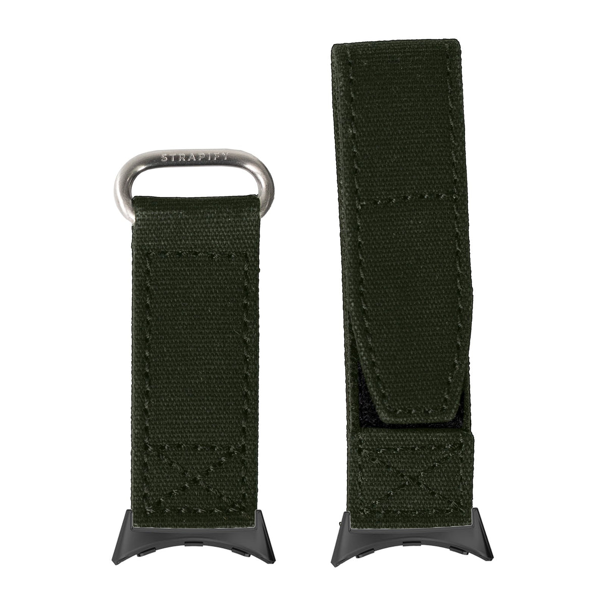 Military Velcro - Army Green Black with Google Pixel Spring Bar Adapters - Wear Any 20mm Strap! for Pixel Watch 1-5 41mm
