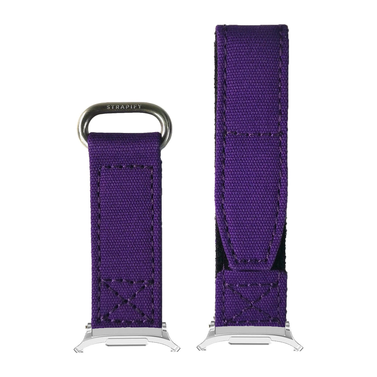 Military Velcro - Purple Silver with Strap Adapter for Galaxy Watch 8-9/Ultra