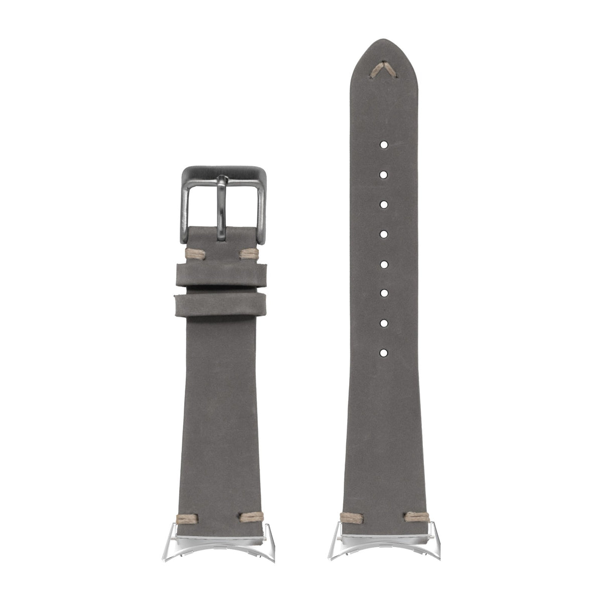 Vintage Knotted - Nubuck Leather - Grey Silver with Google Pixel Spring Bar Adapters - Wear Any 20mm Strap! for Pixel Watch 1-5 41mm