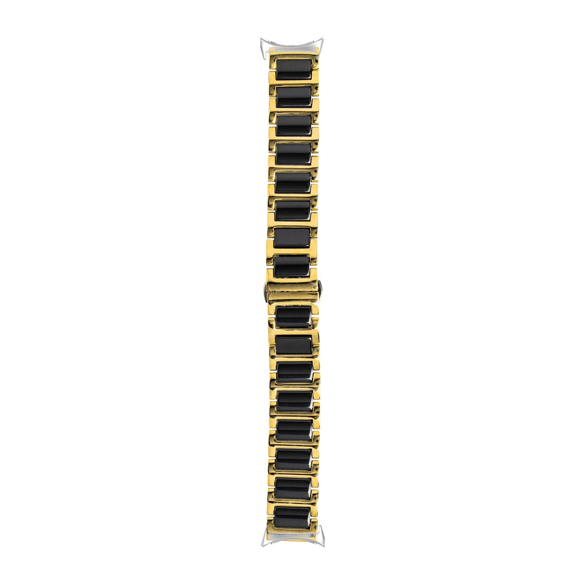 Ceramic Bracelet - Gold / Black Silver with Google Pixel Spring Bar Adapters - Wear Any 20mm Strap! for Pixel Watch 3-5 45mm