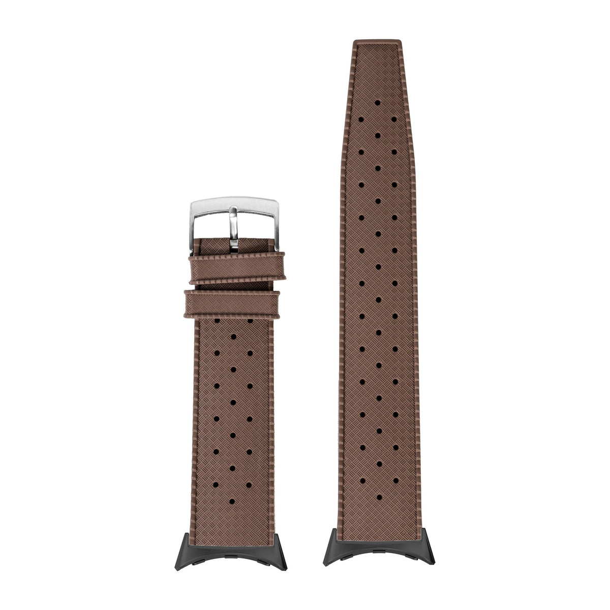 King Tropic FKM Rubber - Brown Black with Google Pixel Spring Bar Adapters - Wear Any 20mm Strap! for Pixel Watch 1-5 41mm