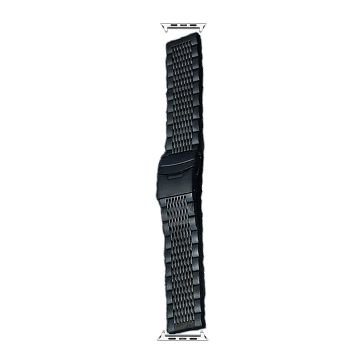 Black Steel Bracelet - Folding Deployant Clasp Starlight with Connecters - Spring Bar Type for Apple Watch
