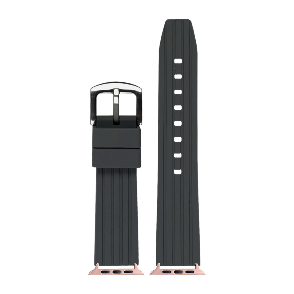 Flexi Silicone 4 Grey Rose Gold with Connecters - Spring Bar Type for Apple Watch