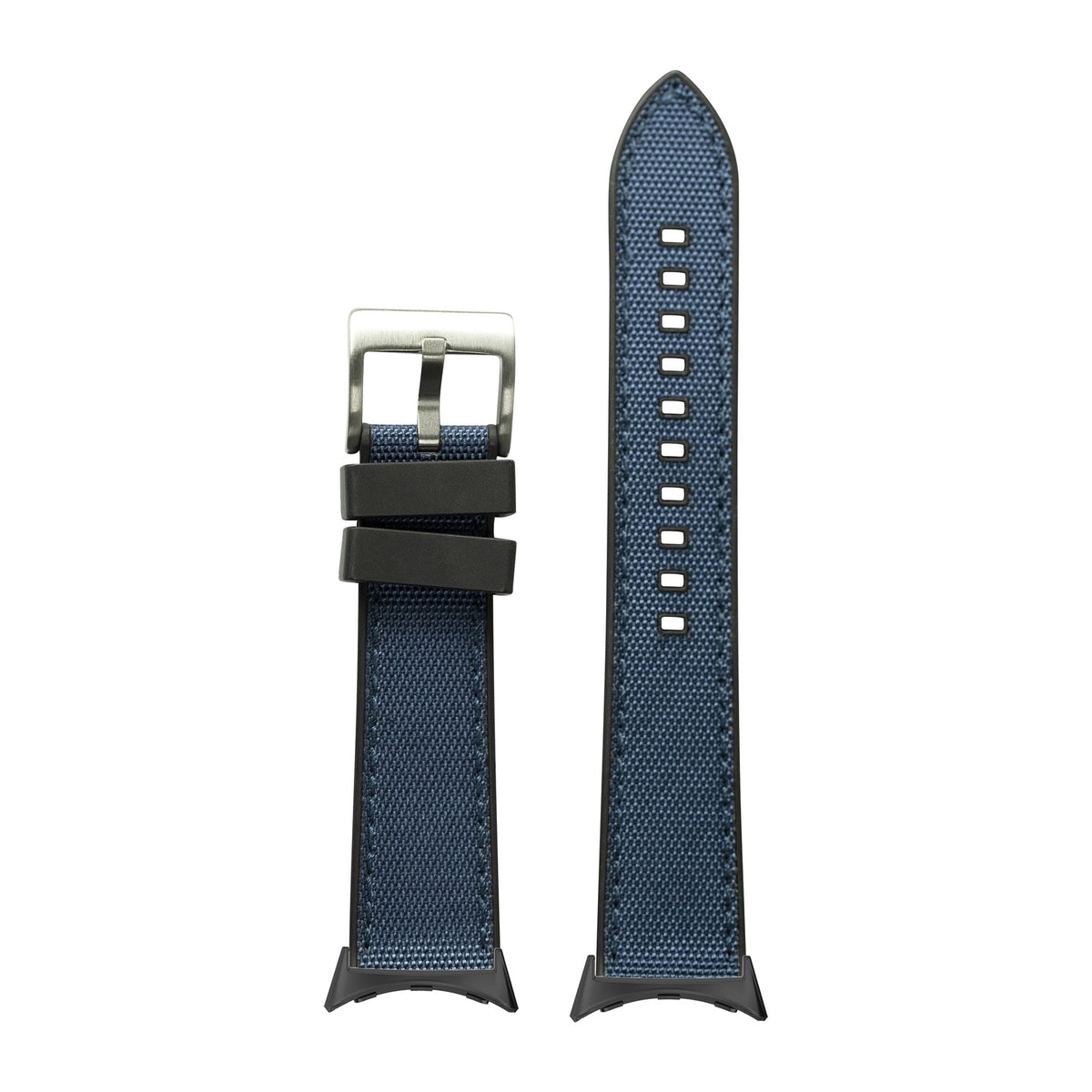 Sailcloth & FKM Rubber Hybrid Navy Blue with Google Pixel Spring Bar Adapters - Wear Any 20mm Strap! for Pixel Watch 1-5 41mm