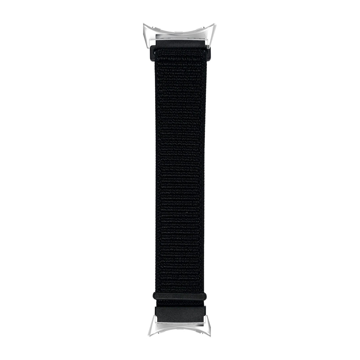 Sports Loop (Velcro) Stealth Black Silver with Google Pixel Spring Bar Adapters - Wear Any 20mm Strap! for Pixel Watch 1-5 41mm
