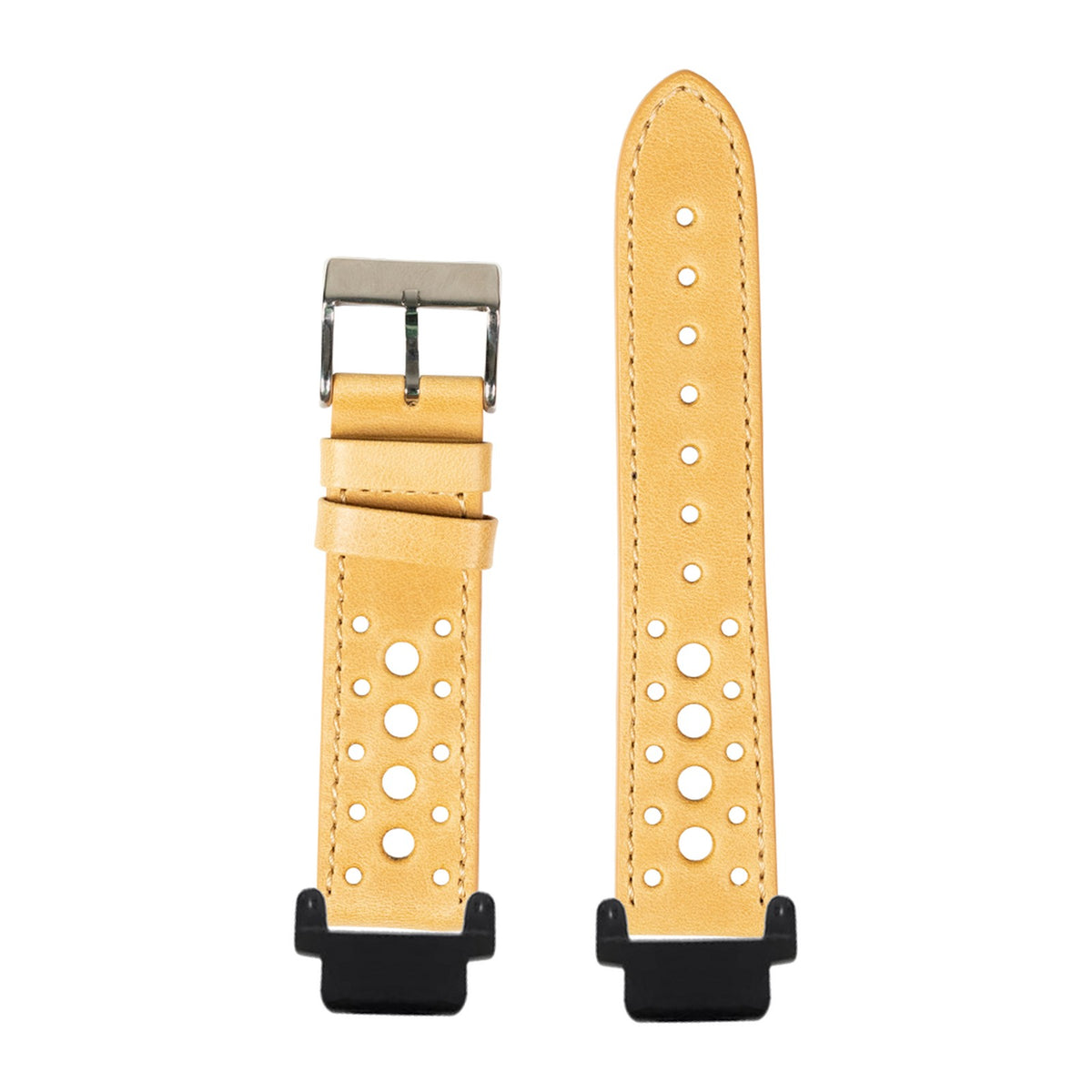 Leather - Daytona - Golden Brown Black with Garmin Forerunner 220/ 230/ 235/ 620/ 630/ 735XT Strap Adapters for Garmin Forerunner 220/ 230/ 235/ 620/ 630/ 735XT