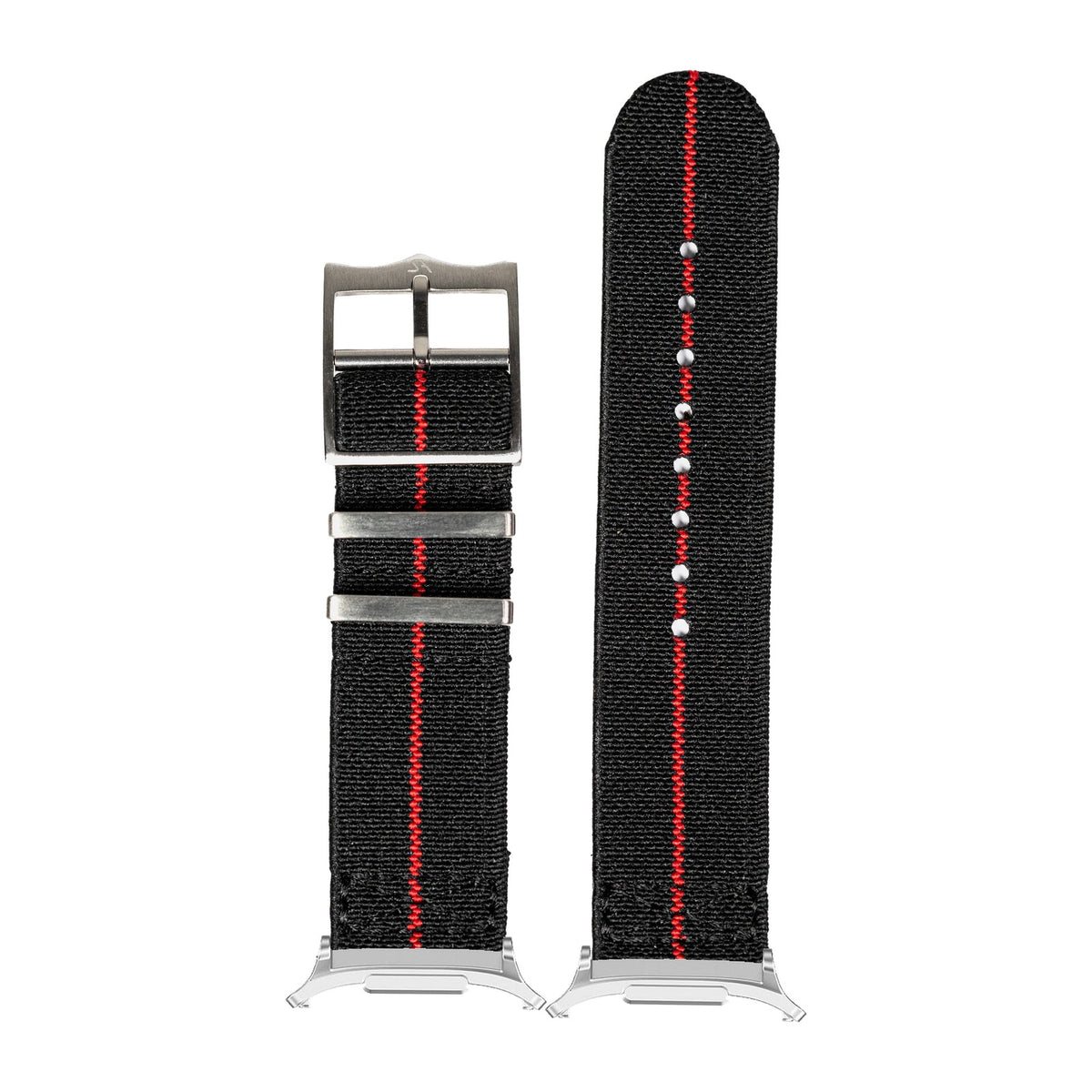 ElastoFlex - Black/Red Silver with Strap Adapter for Galaxy Watch 8-9/Ultra