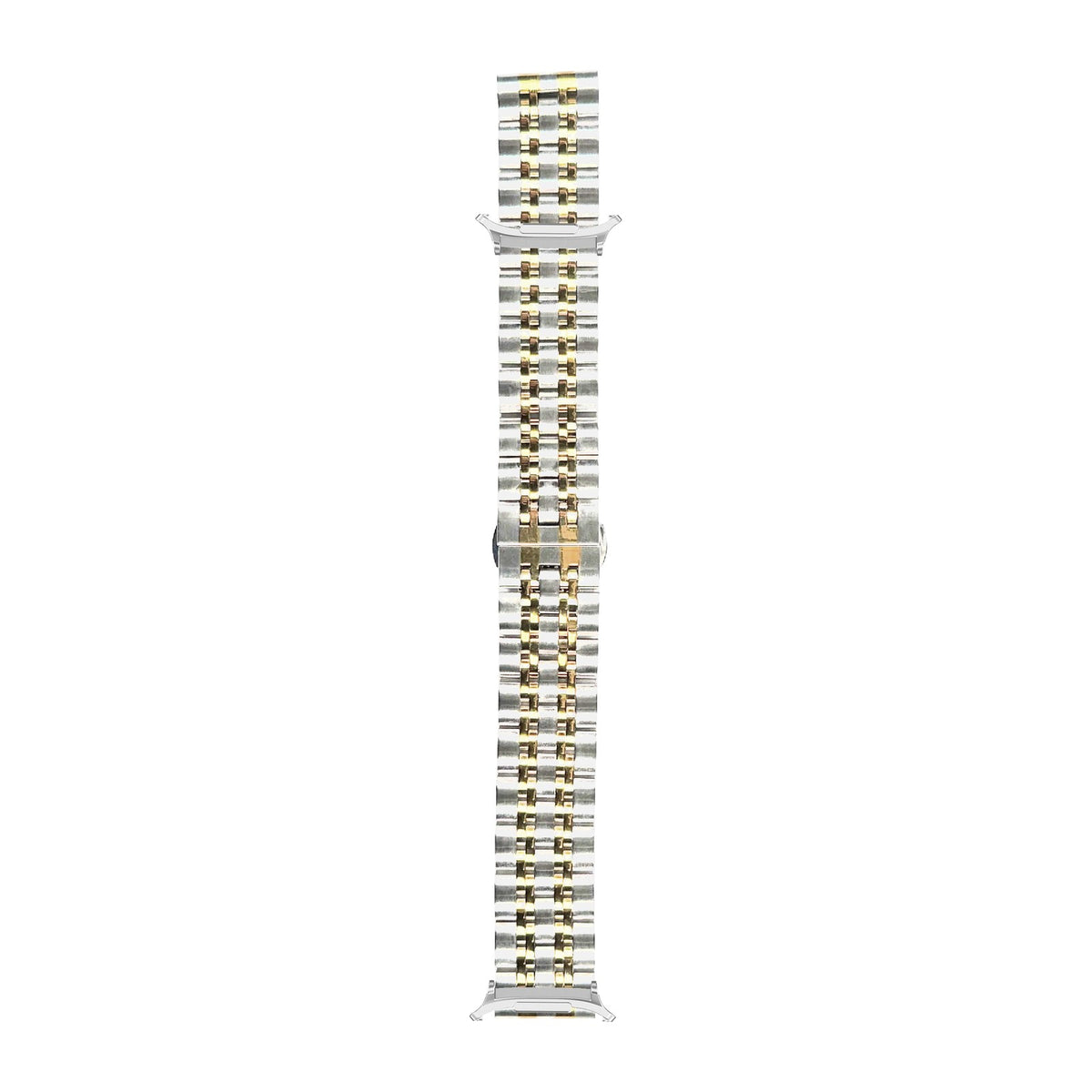 Steel Bracelet (Silver/Gold) - Deployment Clasp 2 Silver with Strap Adapter for Galaxy Watch 8-9/Ultra