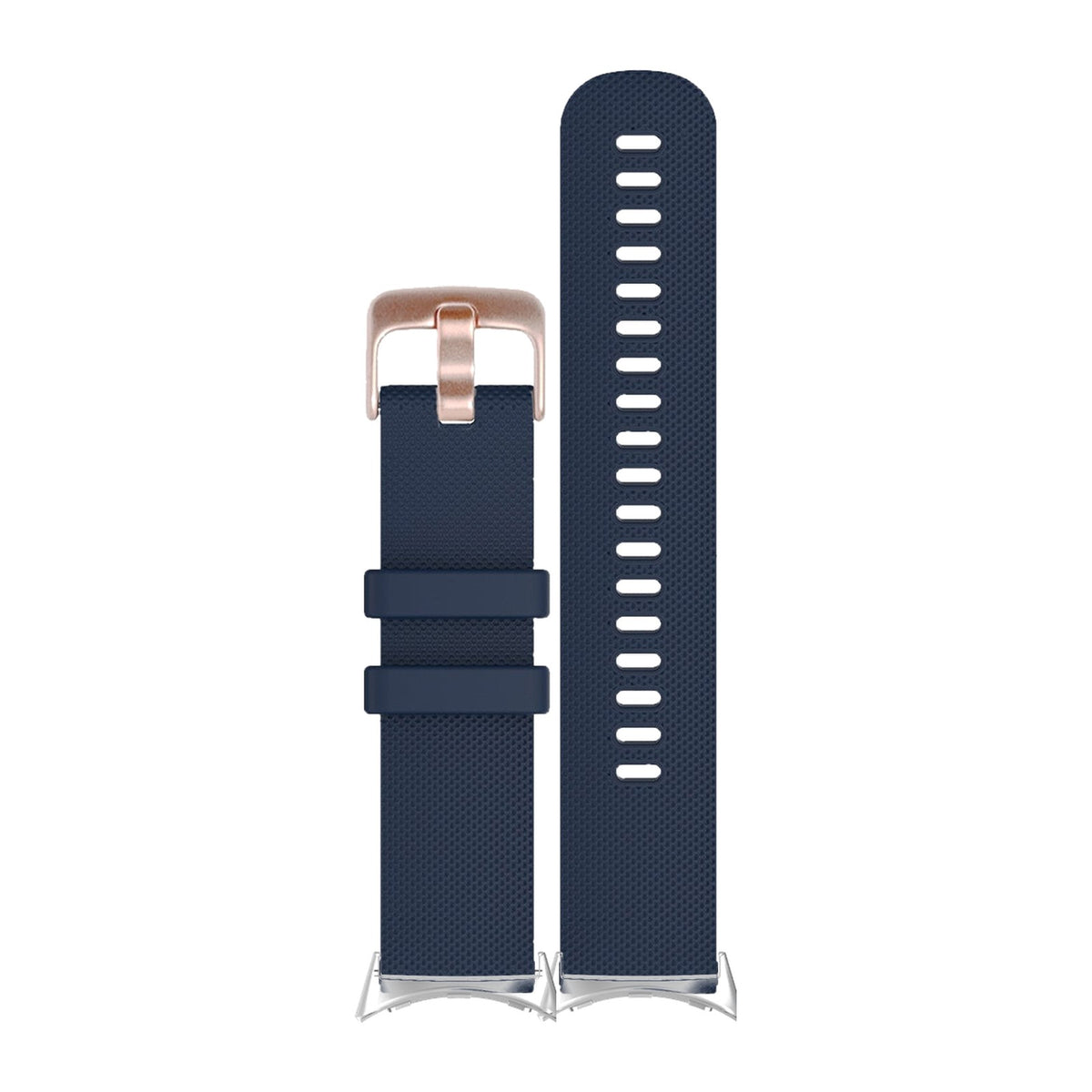 Classic Silicone Navy Blue Rose Gold Silver with Google Pixel Spring Bar Adapters - Wear Any 20mm Strap! for Pixel Watch 3-5 45mm