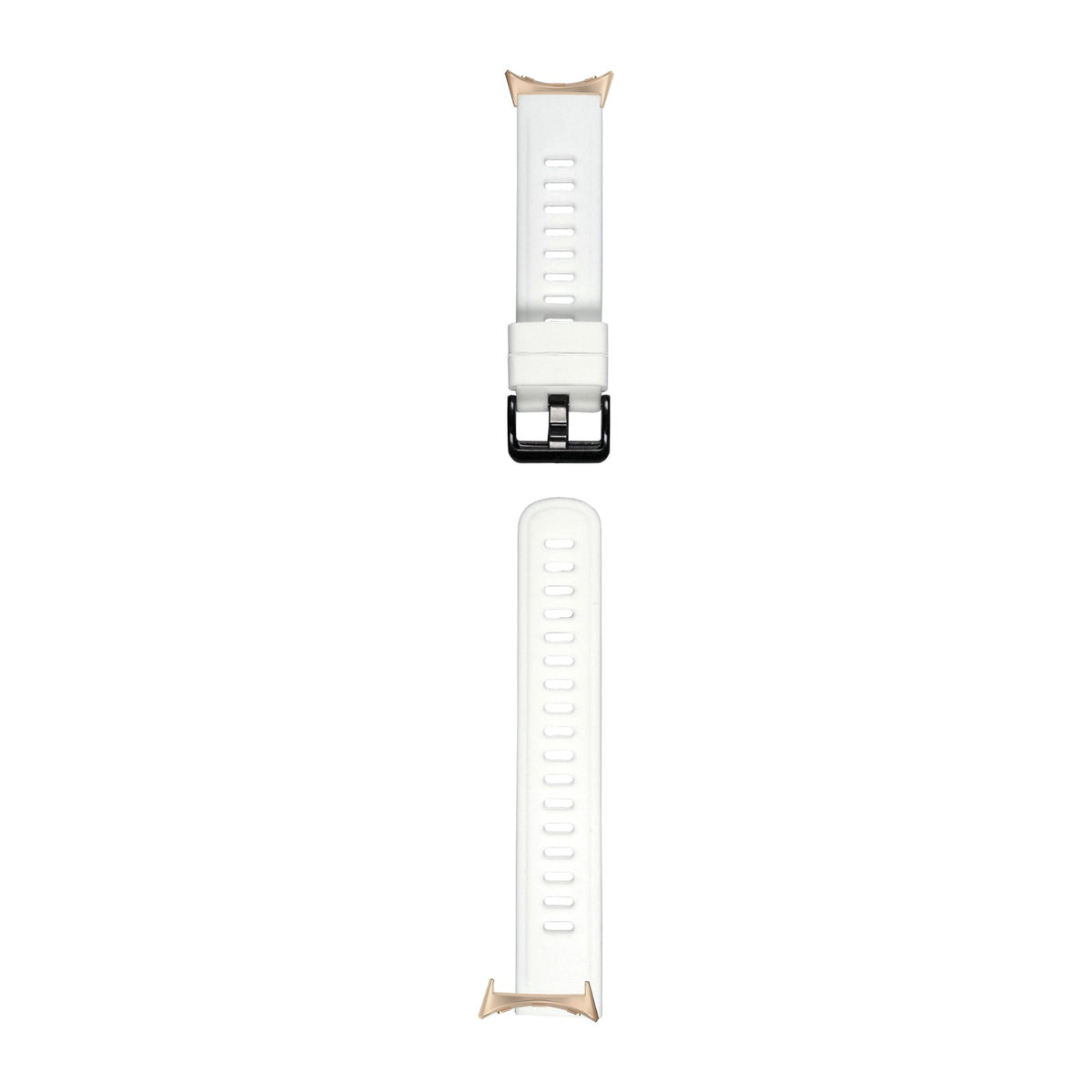 Flexi Silicone 3 White Rose Gold with Black Hardware with Google Pixel Spring Bar Adapters - Wear Any 20mm Strap! for Pixel Watch 1-5 41mm