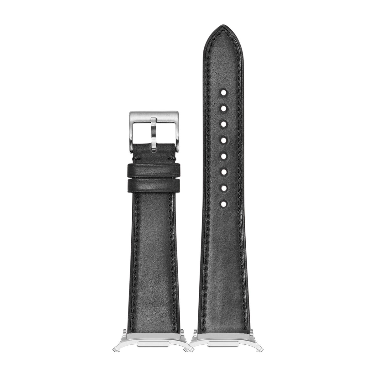 Horween Shell Cordovan - Black Silver with Strap Adapter for Galaxy Watch 8-9/Ultra