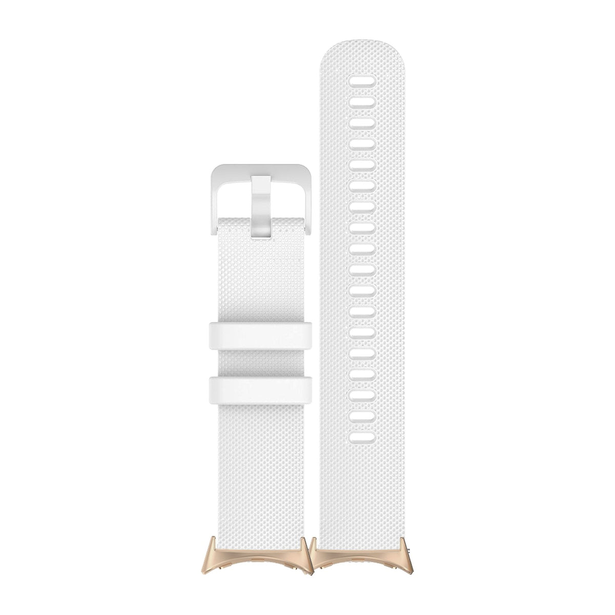Classic Silicone White Matching Rose Gold with Google Pixel Spring Bar Adapters - Wear Any 20mm Strap! for Pixel Watch 3-5 45mm